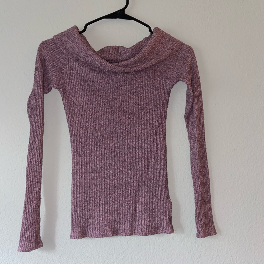 Express pink off the shoulder long sleeve shirt